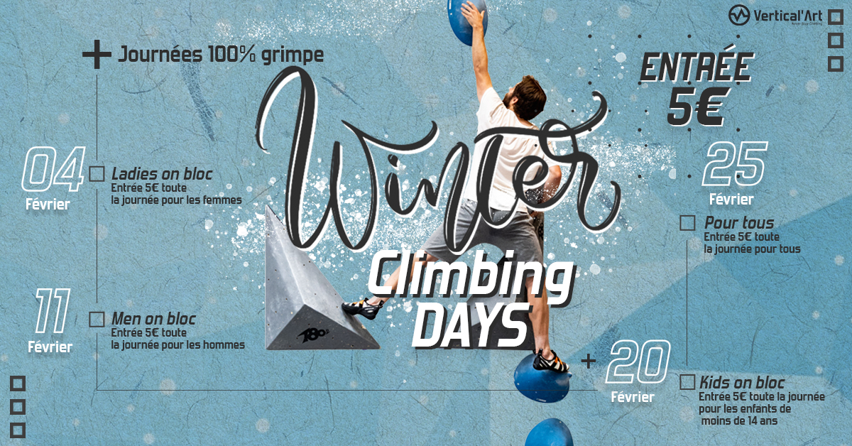 Winter Climbing Days à Vertical'Art Rungis, journées 100% grimpe, entrée 5€