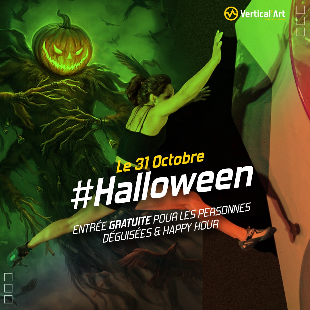 Soirée Halloween à Vertical'Art Rungis mardi 31 octobre, entrée offerte pour les personnes déguisées