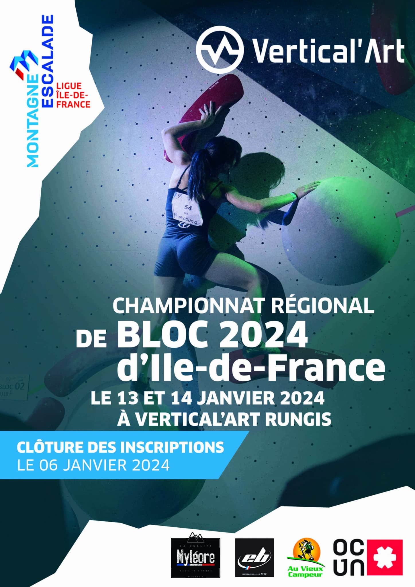 Championnat d'escalade de bloc d'Ile-de-France à Vertical'Art Rungis samedi 13 et dimanche 14 janvier