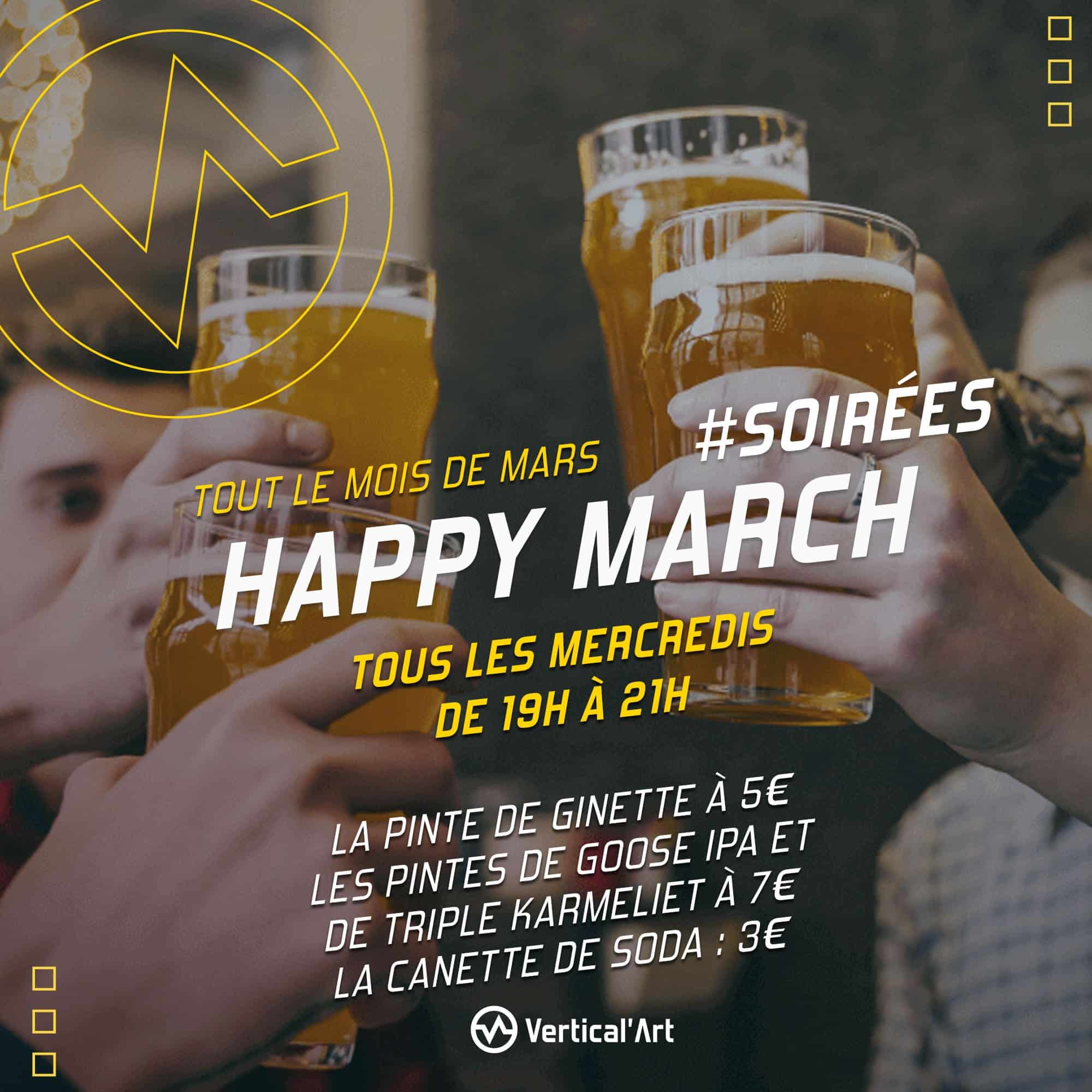 Happy March : La pinte de bière à 5€ tous les mercredis de mars à Vertical'Art Rungis !