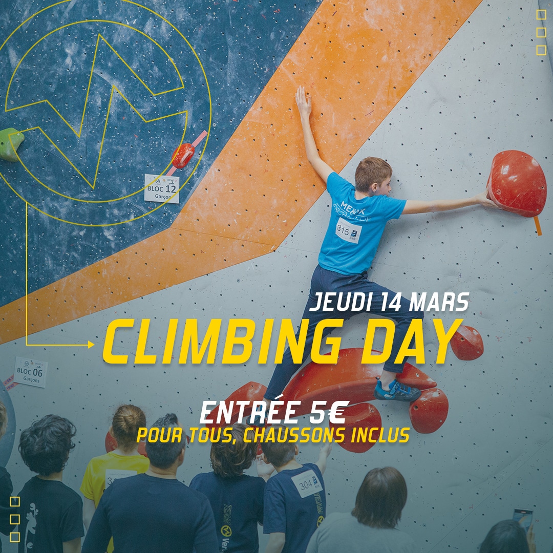 Climbing Day jeudi 14 mars à Vertical'Art Rungis : Escalade à 5€ pour tous