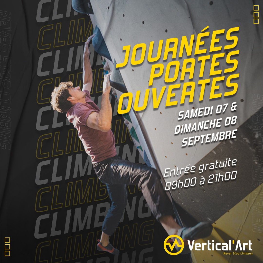 Journées Portes Ouvertes à Vertical'Art Rungis samedi 7 et dimanche 8 septembre : Découvrez l'escalade gratuitement !